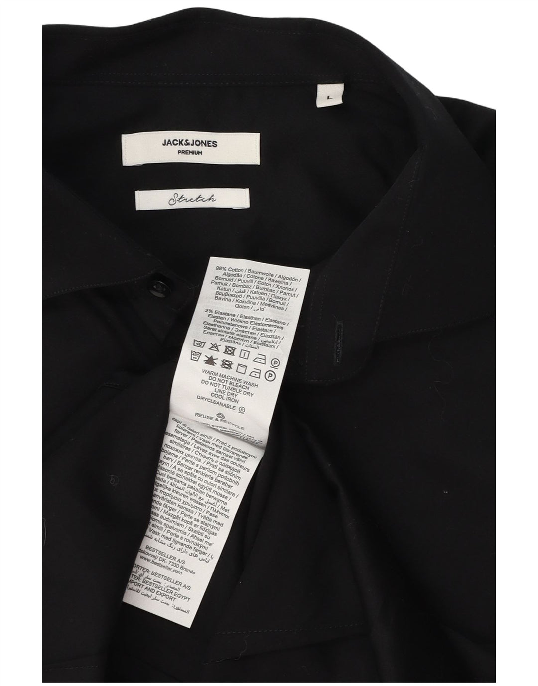 Camisa masculina Jack & Jones grande algodão preto