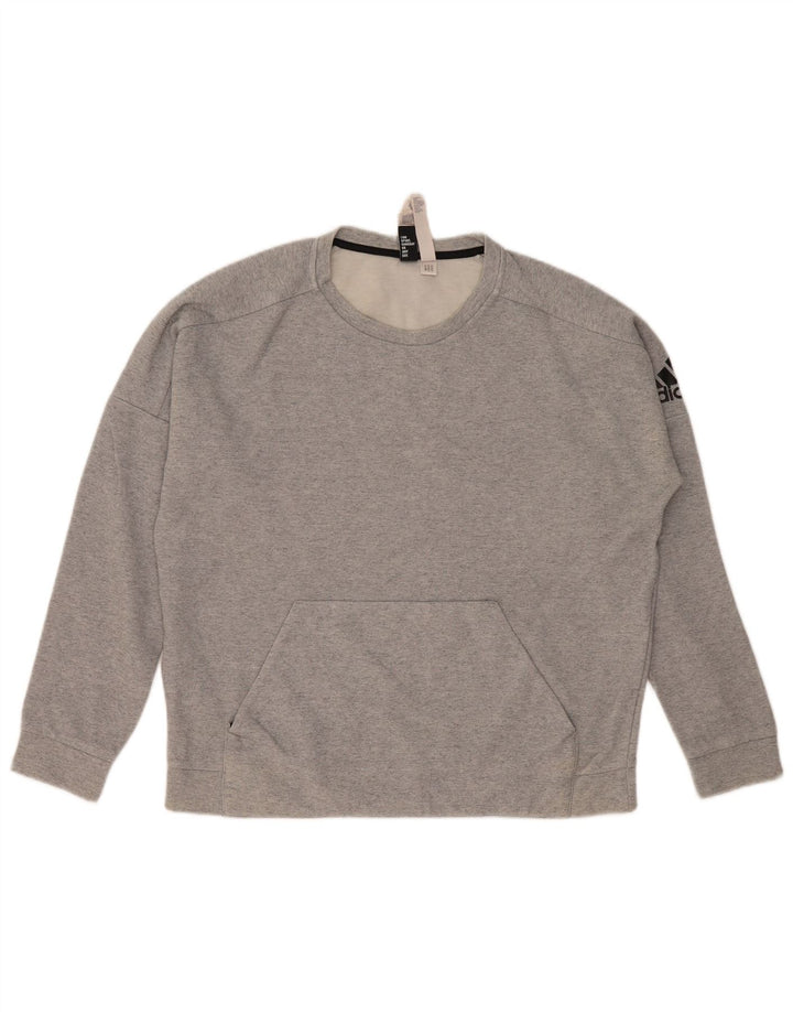 Adidas Mens Moletom Jumper Grande Algodão Cinza