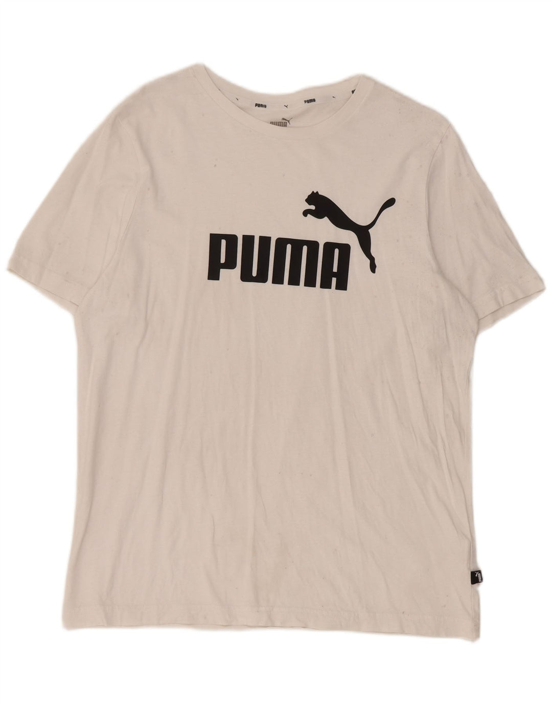 Puma Mens Graphic T-Shirt Top Grande Algodão Branco