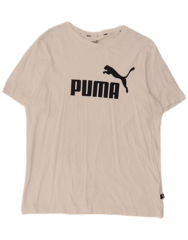 Puma Mens Graphic T-Shirt Top Grande Algodão Branco