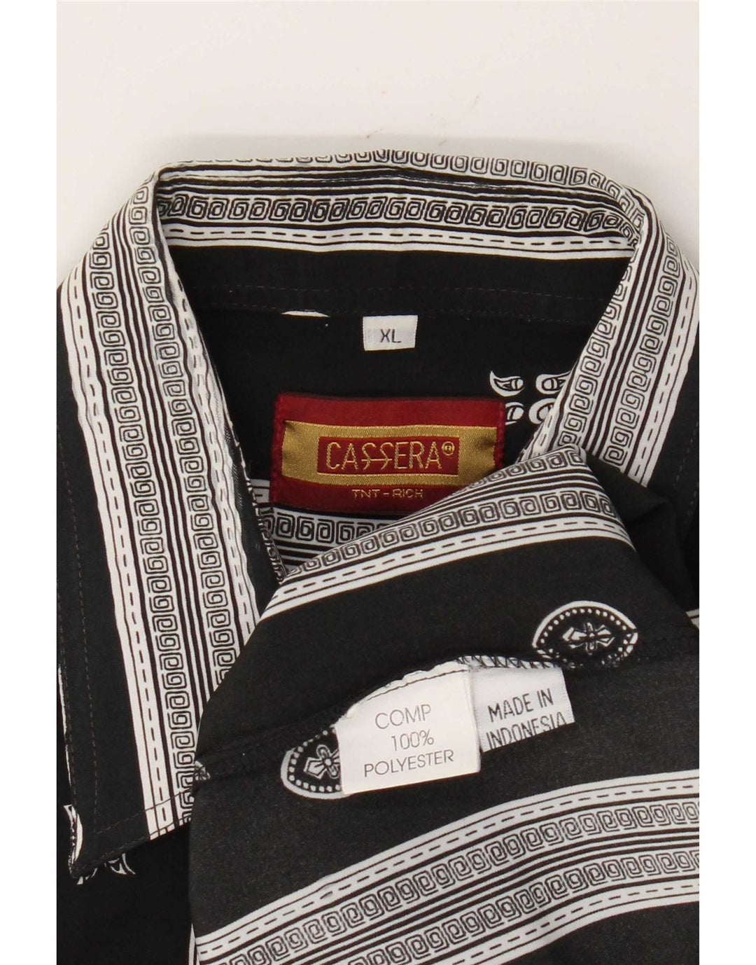 Camisa masculina de manga curta Cassera XL poliéster geométrico preto