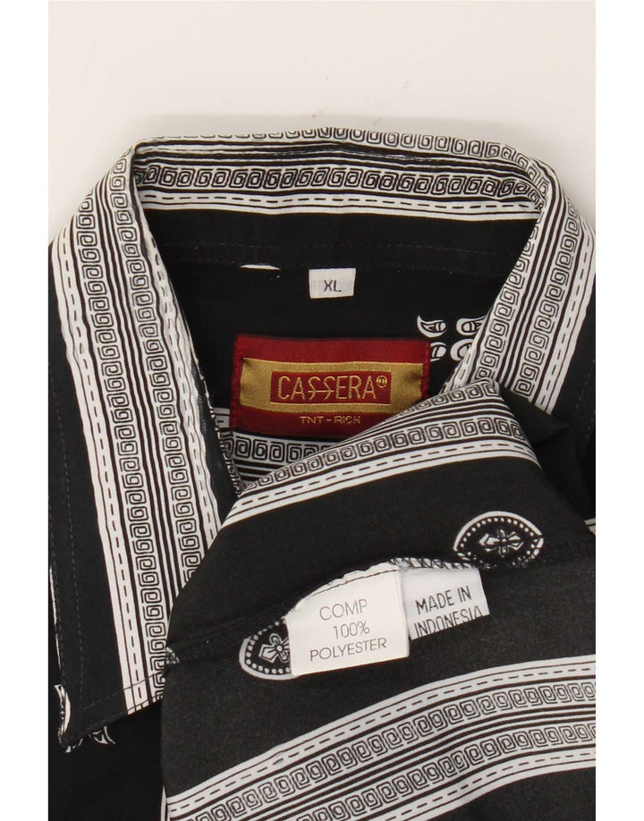 Camisa masculina de manga curta Cassera XL poliéster geométrico preto