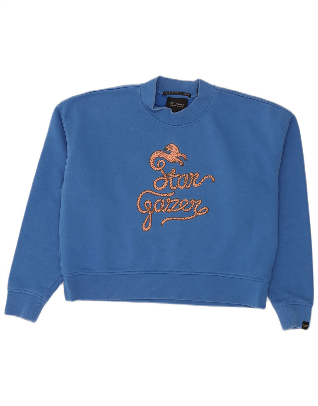 Scotch & Soda moletom feminino grande com estampa gráfica UK 10 pequeno azul