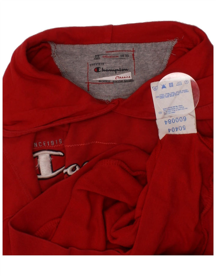 CHAMPION Girls Graphic Hoodie Jumper 9-10 Years Red Cotton Vintage Champion and Second-Hand Champion from Messina Hembry 