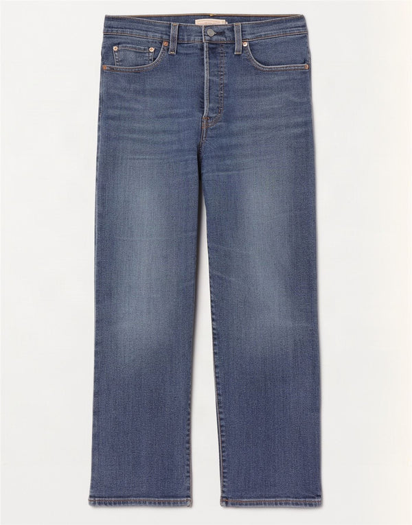 Jeans feminino Levi's Ribcage Straight W27 L29 Azul Algodão