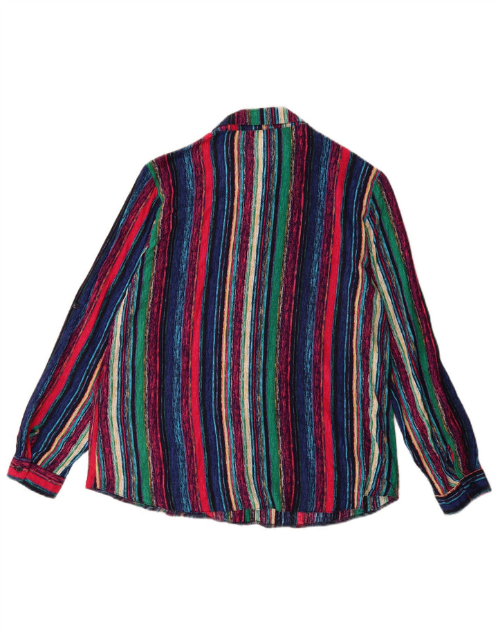 Blusa feminina vintage UK 12 viscose listrada multicolorida média