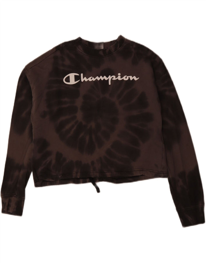 CHAMPION Suéter feminino cropped com estampa gráfica Reino Unido 14 médio marrom tie-dye