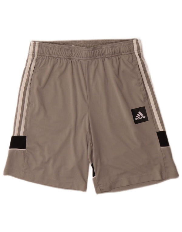 Shorts esportivos Adidas Aeroready para meninos 13-14 anos cinza colorblock poliéster