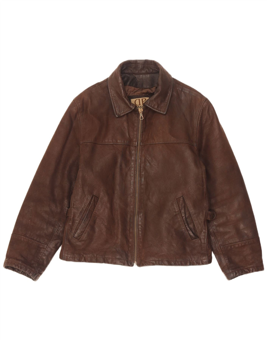 Jaqueta de couro masculina Donna Pelle com ajuste solto IT 46 couro marrom pequeno