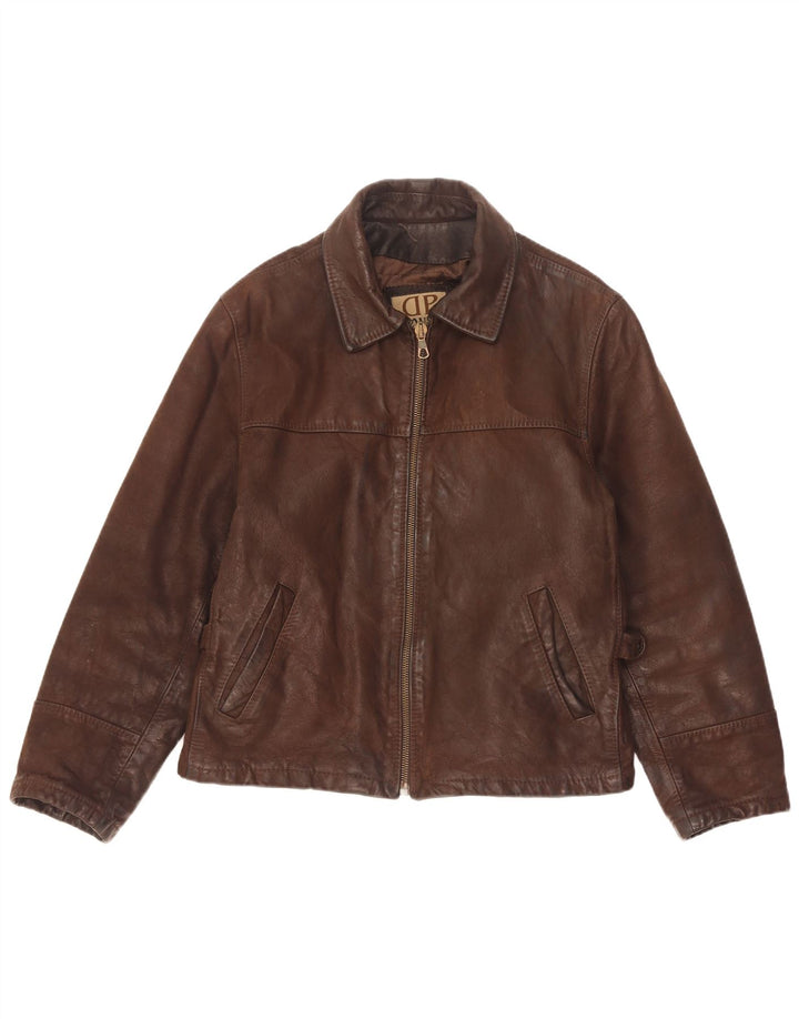 Jaqueta de couro masculina Donna Pelle com ajuste solto IT 46 couro marrom pequeno