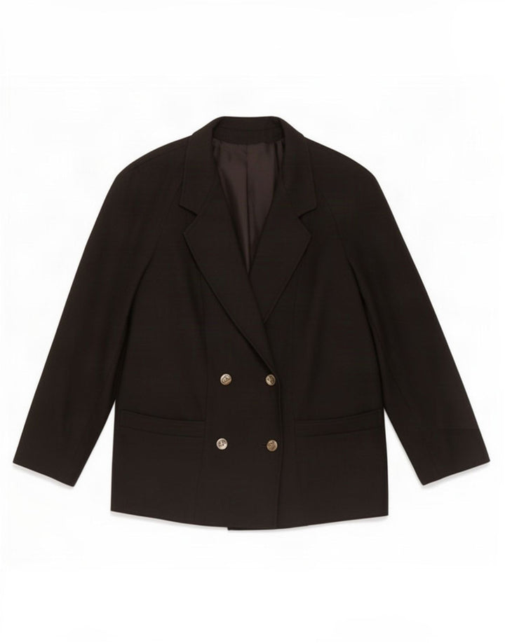 Jaqueta blazer feminina vintage com peito duplo IT 45 lã preta média