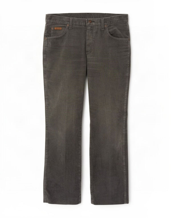 Calça masculina Wrangler Alaska de veludo cotelê W34 L28 algodão cinza