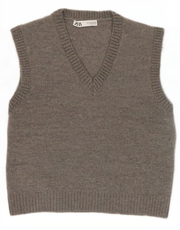 Zara Womens Vest Tank Top UK 10 Pequeno Cinza