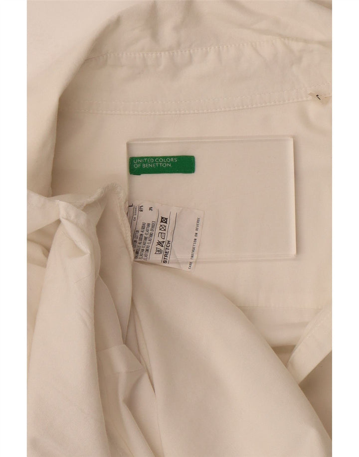 Camisa pulôver feminina BENETTON Reino Unido 16 grande algodão branco