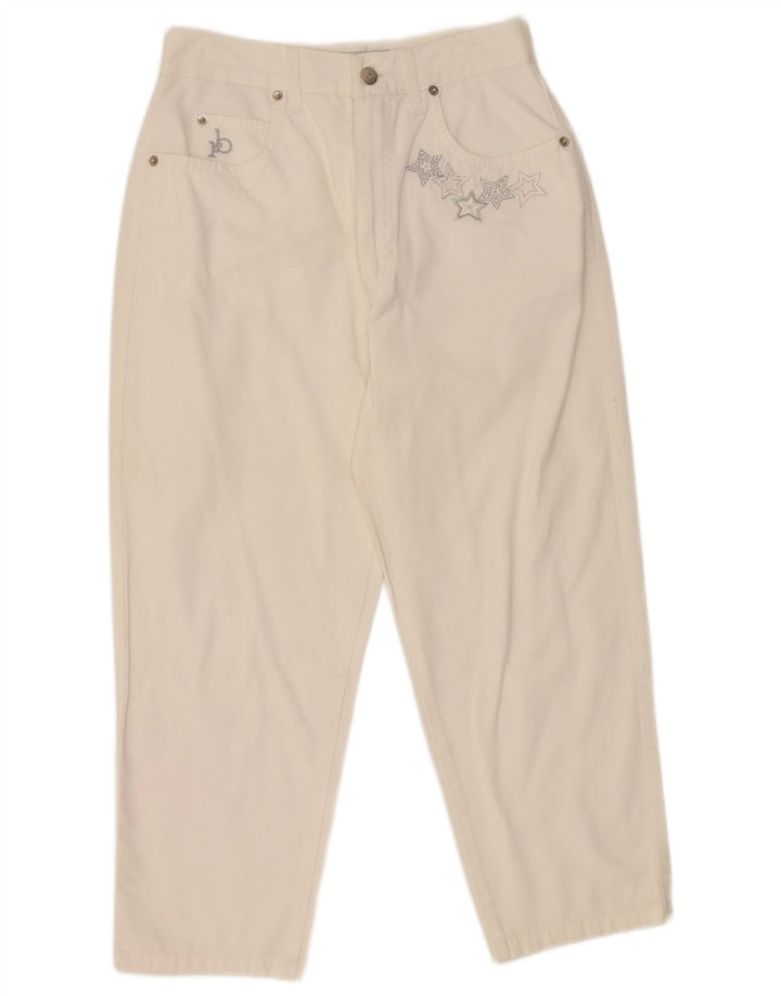 Calça capri feminina de cintura alta Roccobarocco IT 44 médio W26 L22 branca