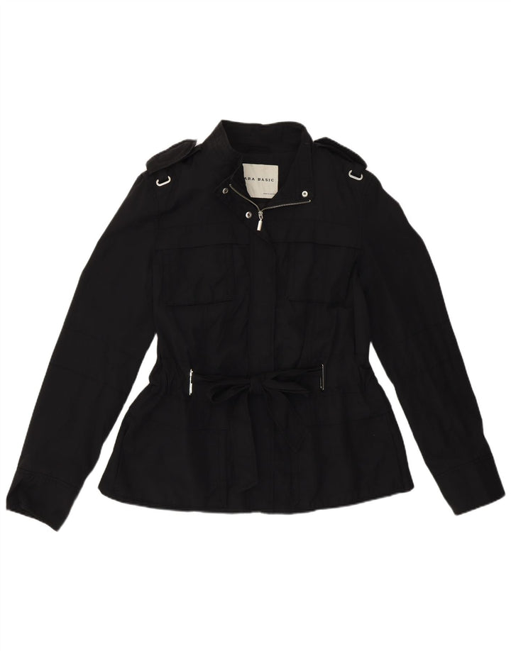 Jaqueta utilitária militar feminina Zara UK 16 grande preta
