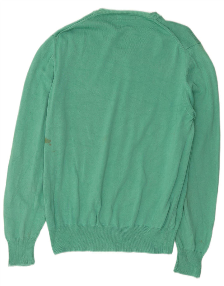 Zara Suéter masculino com gola V e algodão verde médio