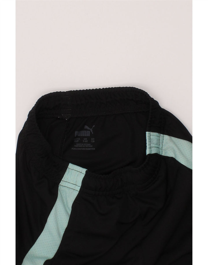 Shorts esportivos PUMA para meninos 7-8 anos preto colorblock poliéster