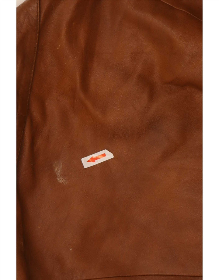 Jaqueta de couro feminina vintage UK 14 marrom médio