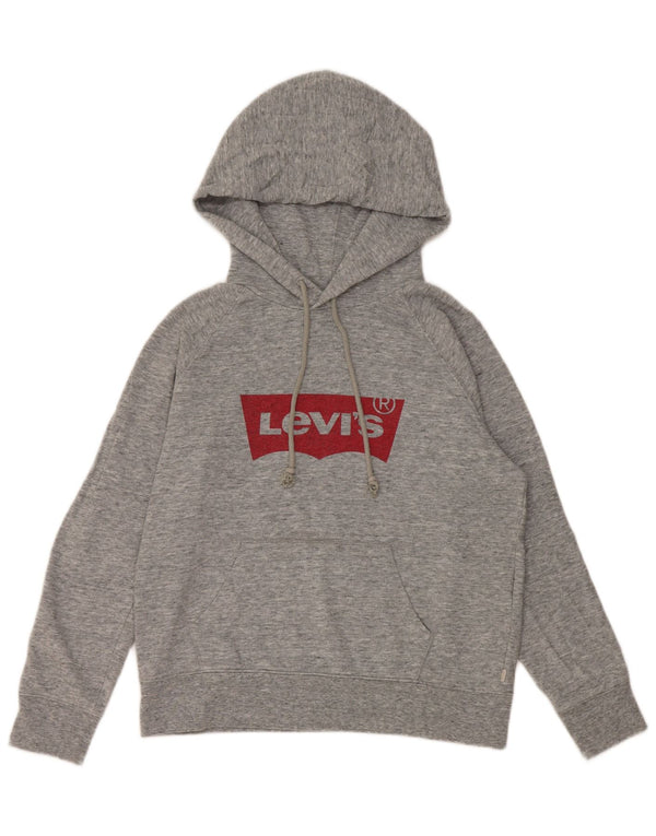 Suéter feminino Levi's com capuz grande e gráfico UK 10 pequeno cinza manchado