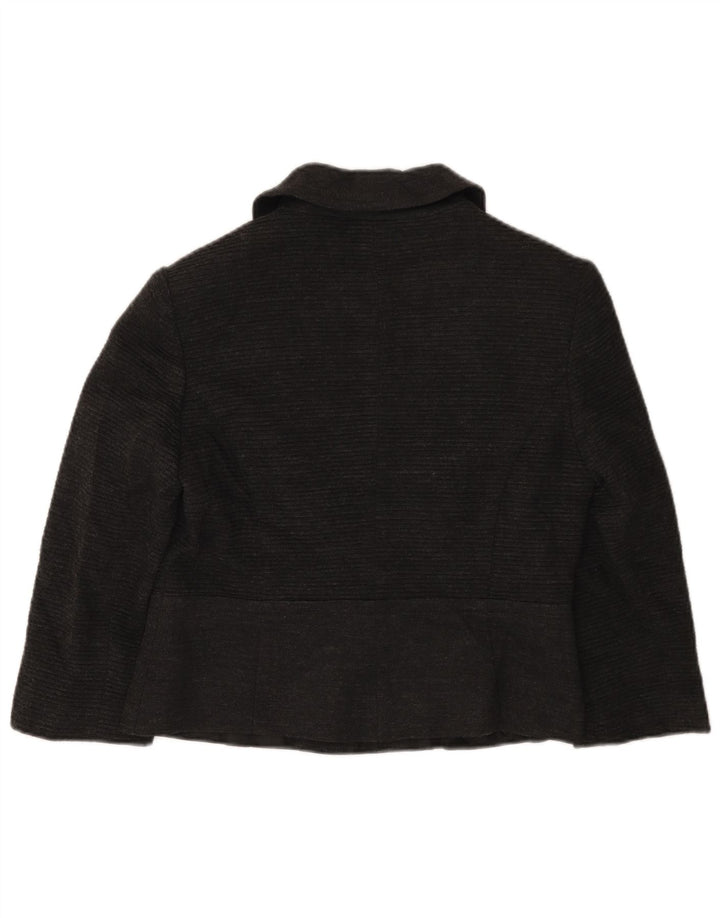 Jaqueta blazer feminina Marks & Spencer manga 3/4 com 3 botões Reino Unido 12 cinza médio