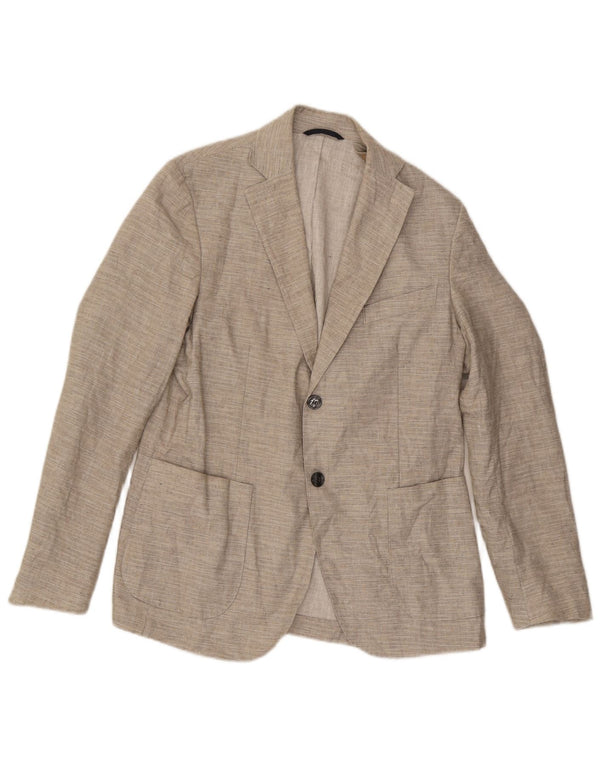 Jaqueta blazer masculina Libero com 2 botões IT 48 linho bege médio