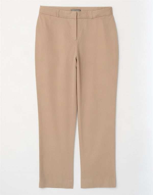 Marks & Spencer Womens Slim Casual Trousers UK 14 Medium W32 L27 Beige