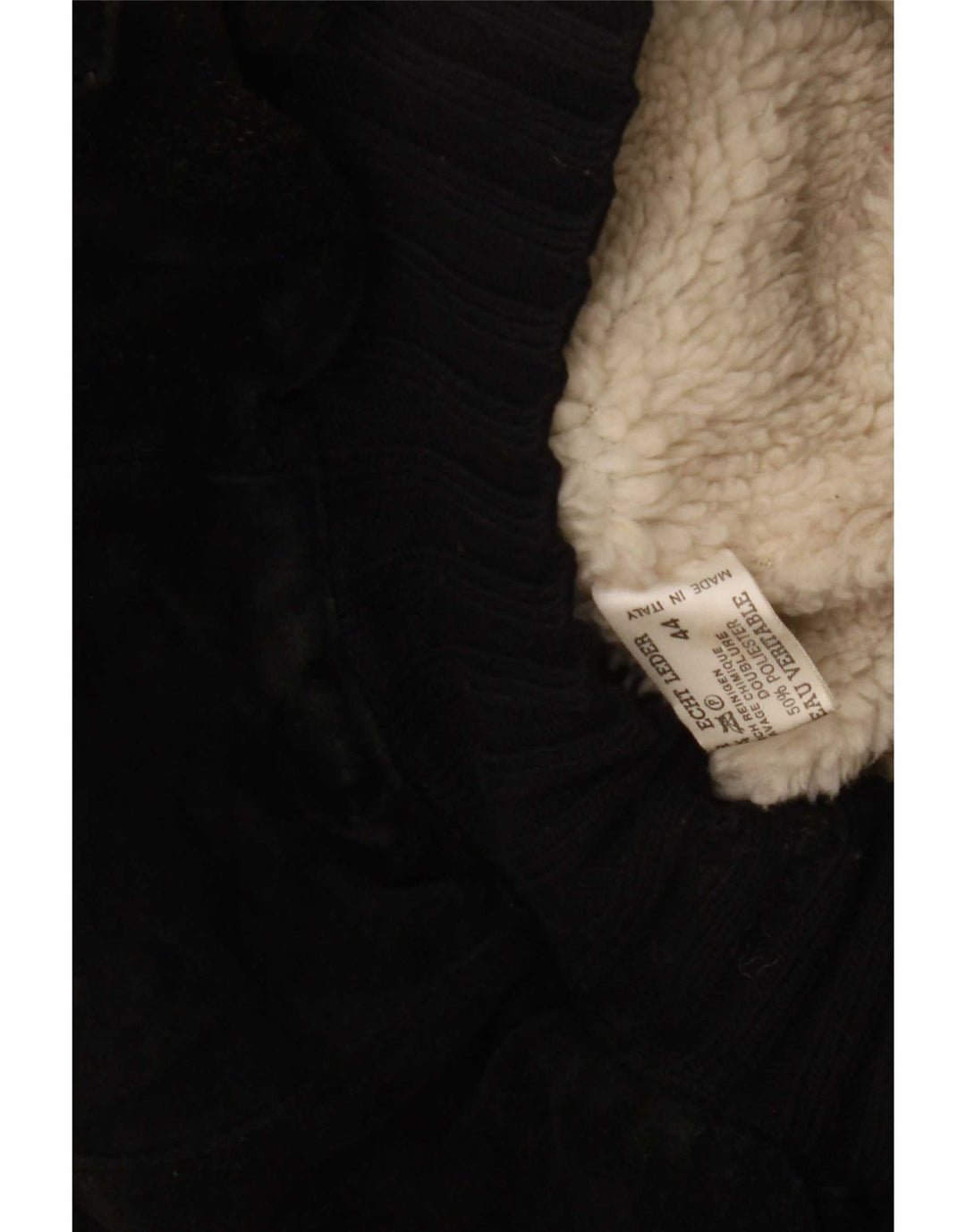Jaqueta de couro Sherpa masculina vintage IT 44 XS preta retrô