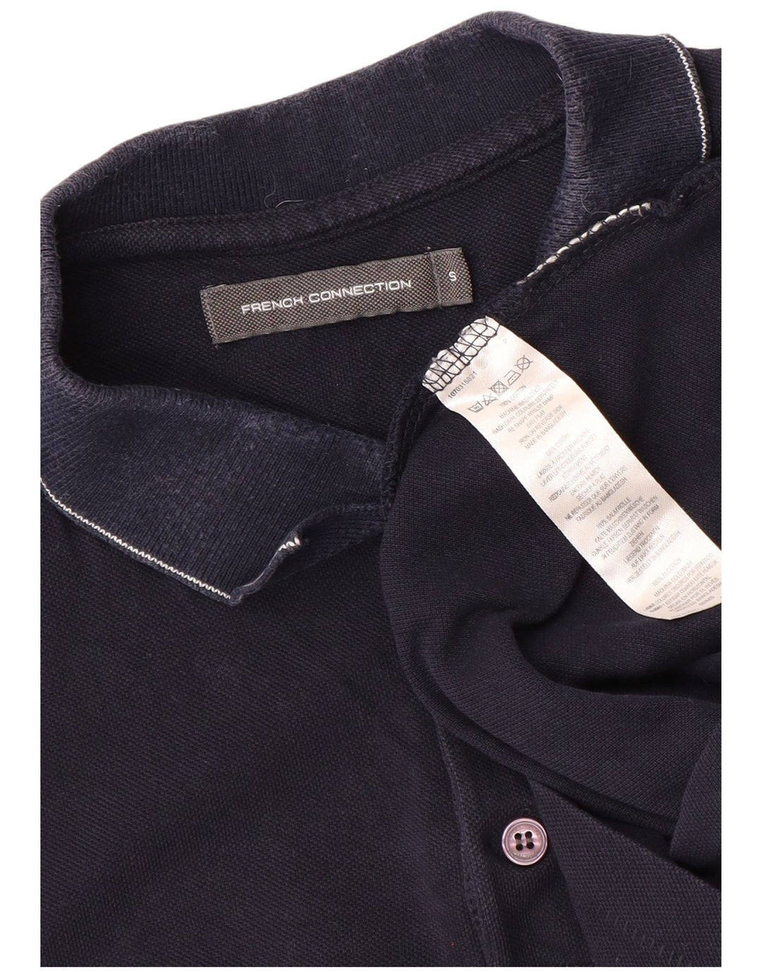 Camisa polo masculina FRENCH CONNECTION pequena azul marinho algodão
