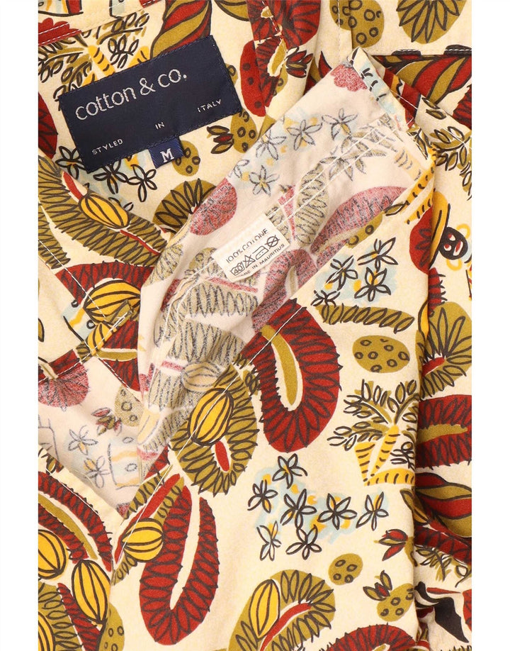 Camisa masculina vintage de manga curta, algodão Paisley multicolorido médio