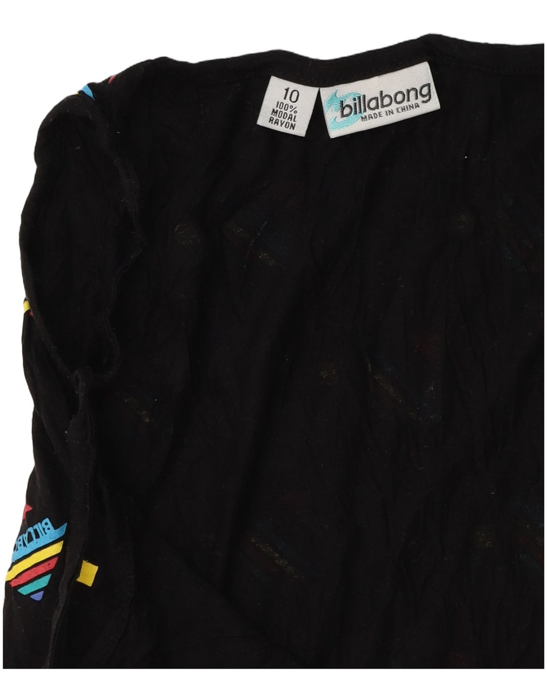 Top feminino gráfico Billabong UK 10 pequeno modal geométrico preto