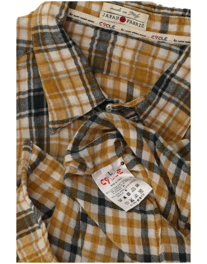 Camisa masculina Cycle grande algodão xadrez amarelo