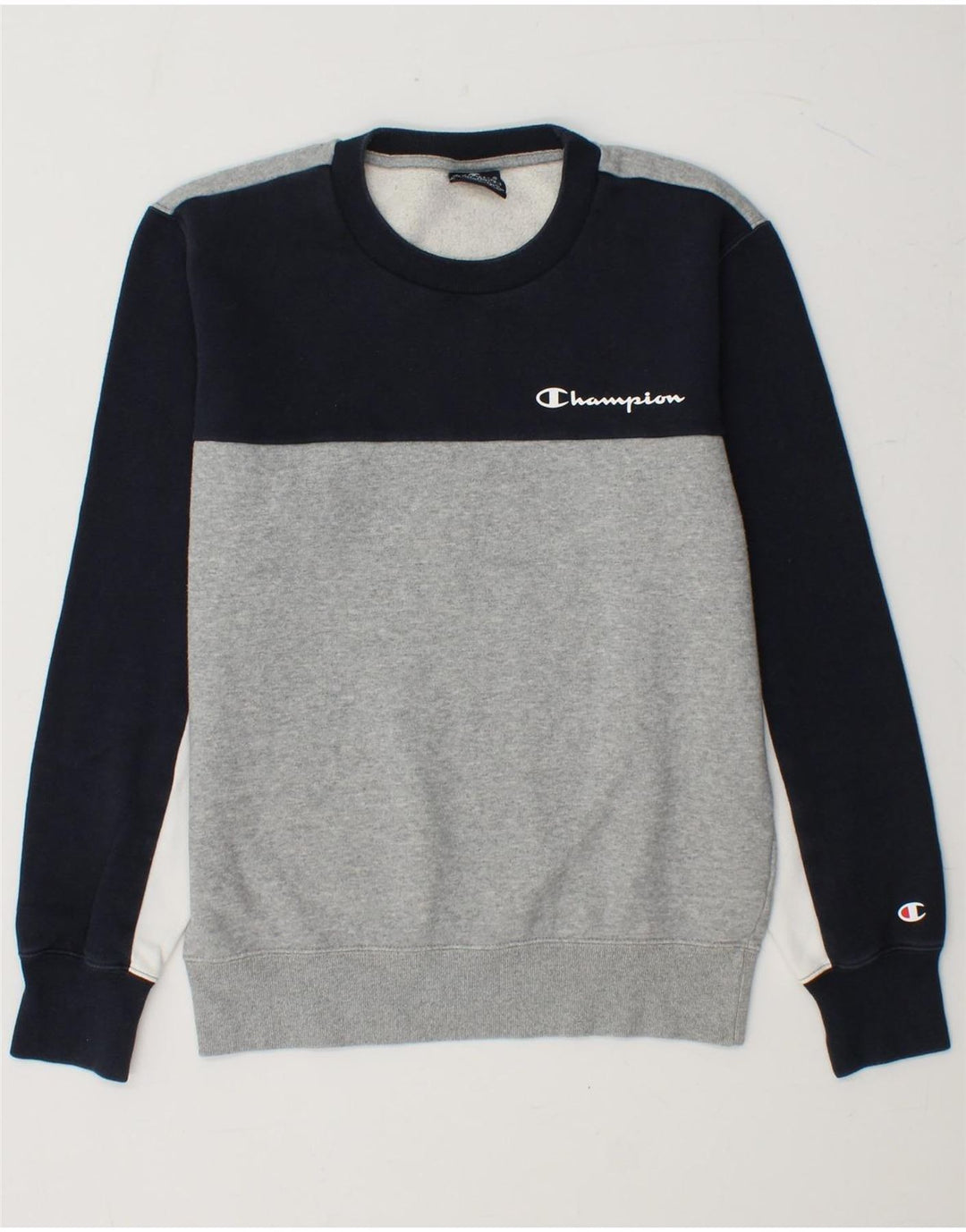 CHAMPION Moletom Masculino Jumper XS Cinza Colorblock Algodão
