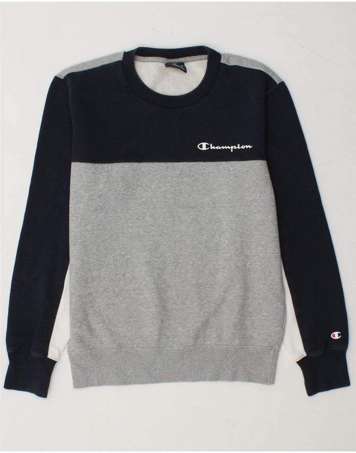 CHAMPION Moletom Masculino Jumper XS Cinza Colorblock Algodão
