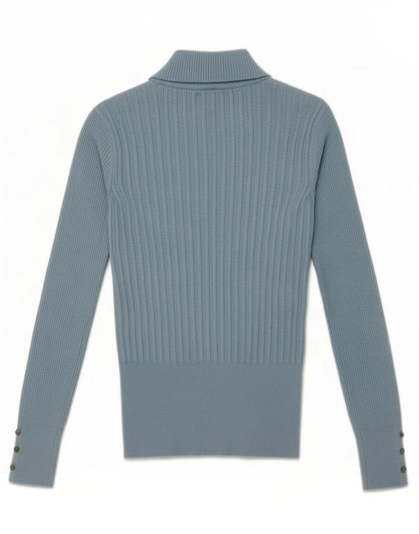 Suéter feminino Marks & Spencer com gola tartaruga Reino Unido 6 XS azul viscose