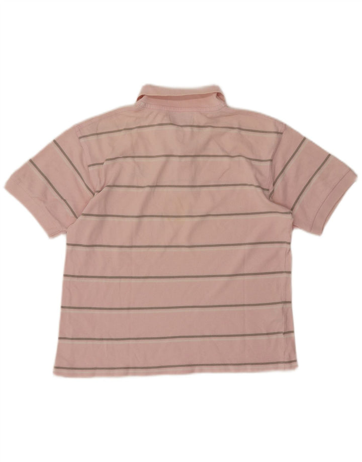 Camisa polo masculina Fred Perry 12-13 anos grande listrada rosa algodão