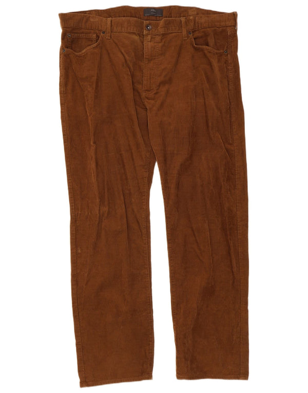 Calça masculina reta de veludo cotelê Marks & Spencer W42 L31 algodão marrom