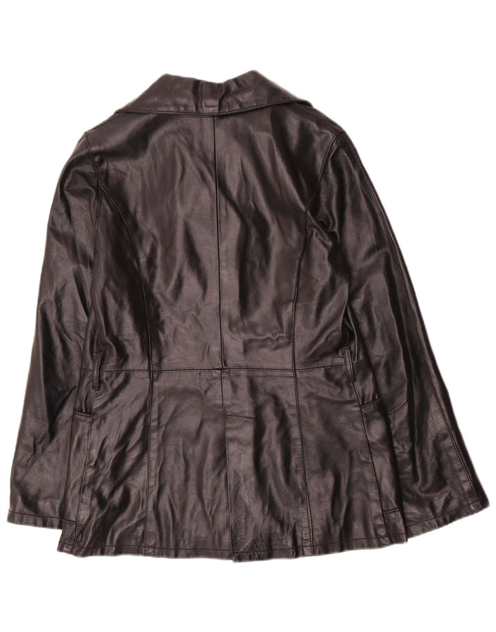 Jaqueta de couro feminina Bayside UK 10 pequena couro preto