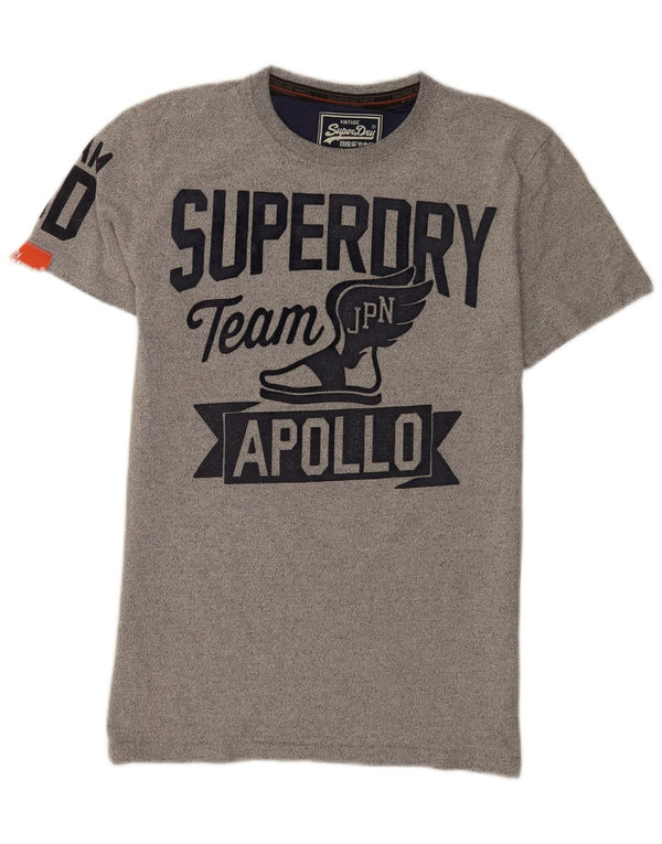 Camiseta gráfica masculina Superdry Top cinza médio algodão