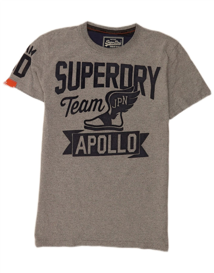 Camiseta gráfica masculina Superdry Top cinza médio algodão