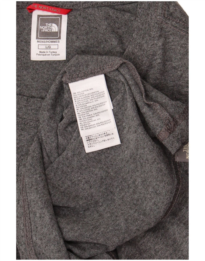 Camiseta gráfica masculina The North Face, grande algodão manchado cinza
