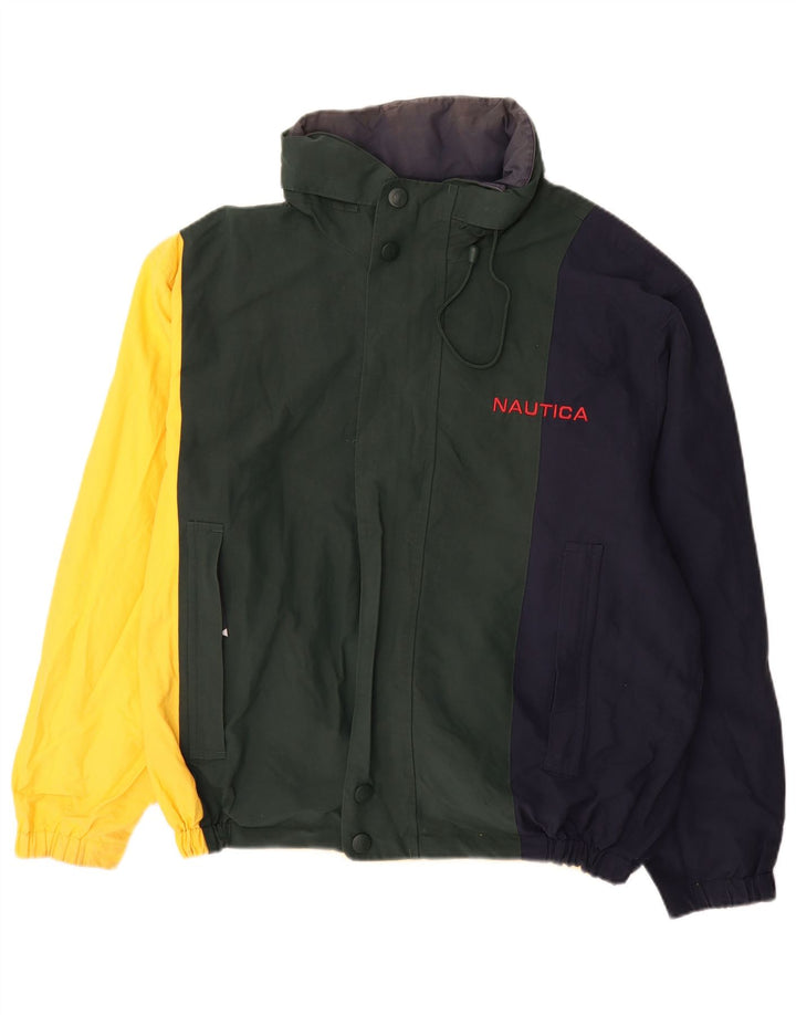 Jaqueta masculina reversível Nautica UK 40 grande algodão colorblock multicolorido