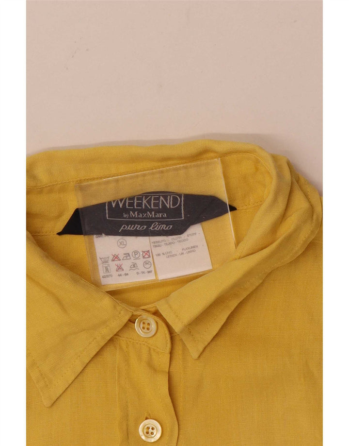 Camisa Max Mara Mulher UK 18 XL Linho Amarelo