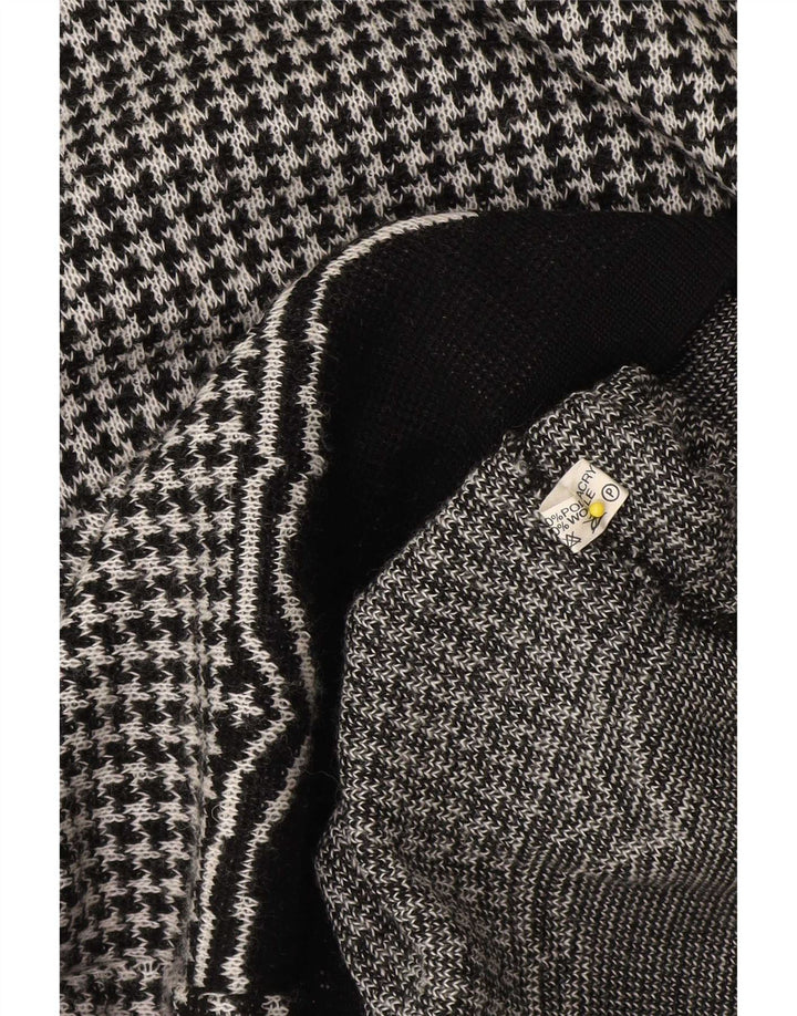 Suéter feminino vintage com gola canoa, uk 14, médio, preto, houndstooth
