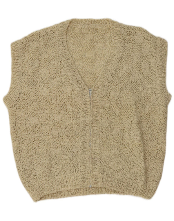 Suéter cardigã feminino vintage grande sem mangas Reino Unido 18 XL off white