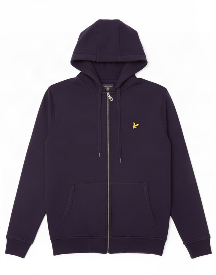 Lyle & Scott Suéter masculino com capuz e zíper pequeno algodão azul marinho