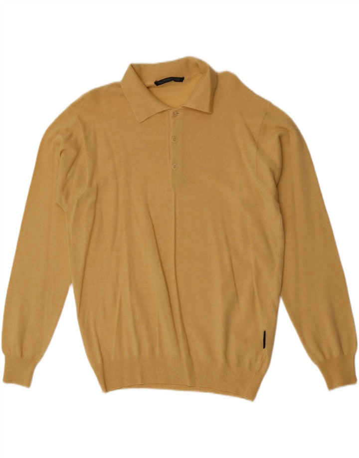 Suéter masculino Valentino com gola polo e amarelo médio