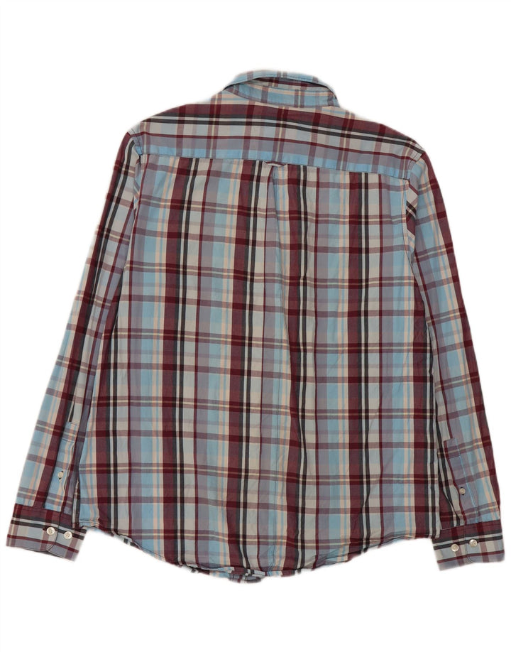 Camisa masculina Penguin Heritage Slim Fit grande algodão xadrez azul