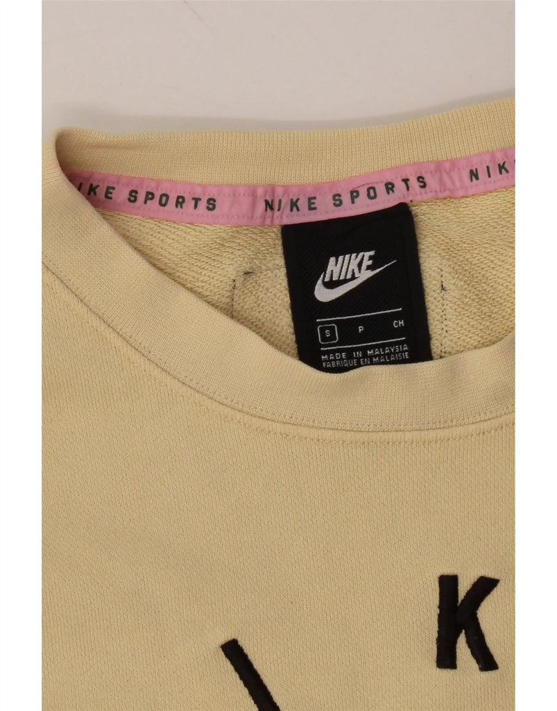 NIKE Womens Oversized Graphic Sweatshirt Jumper UK 10 Small Beige Cotton Vintage Nike and Second-Hand Nike from Messina Hembry 
