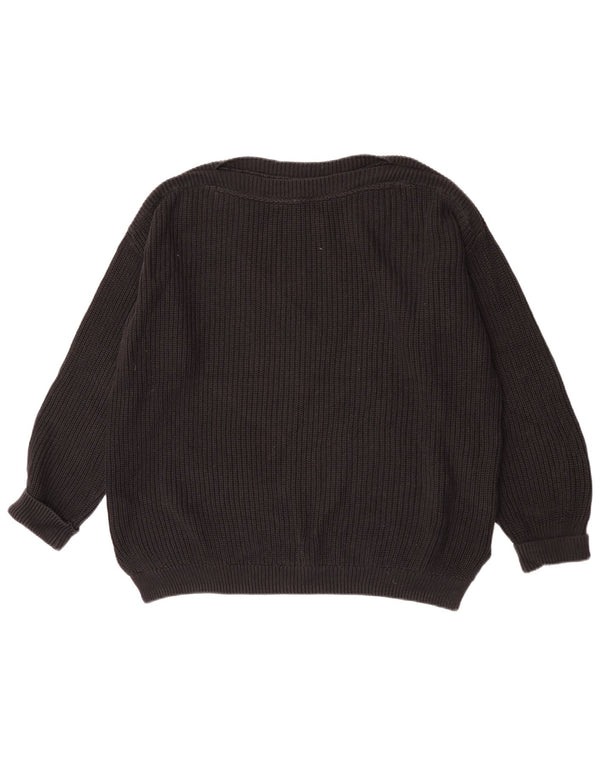 Suéter feminino Marks & Spencer com gola canoa e gola redonda Reino Unido 16 grande preto